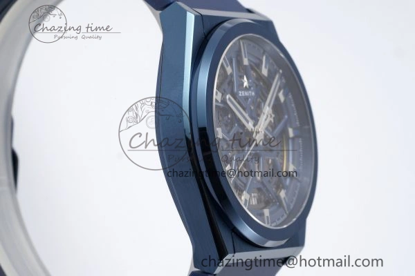 WellDesigned Defy  LF 1:1 Best Edition Skeleton Blue Dial Blue Bezel on Blue Rubber Strap A 10015