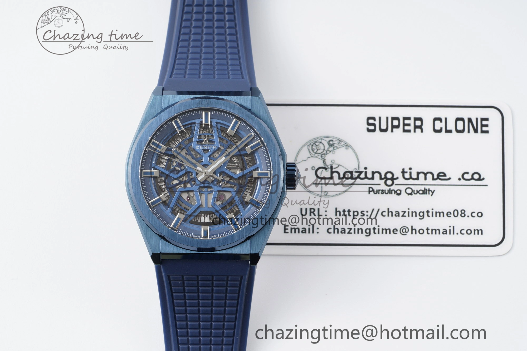 WellDesigned Defy  LF 1:1 Best Edition Skeleton Blue Dial Blue Bezel on Blue Rubber Strap A 10015