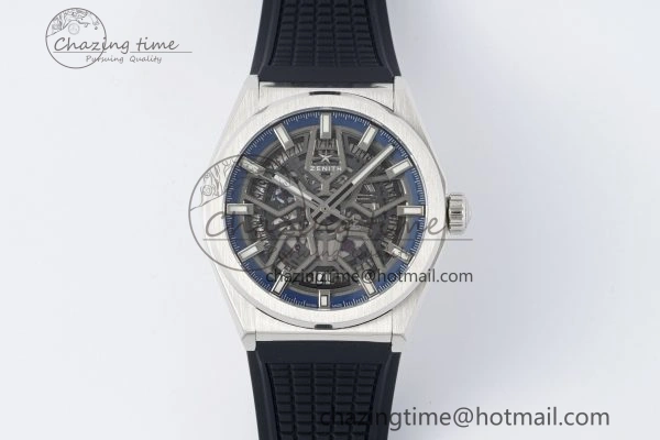 Sophisticated Defy  LF 1:1 Best Edition Skeleton Blue Dial on Black Rubber Strap A 10017