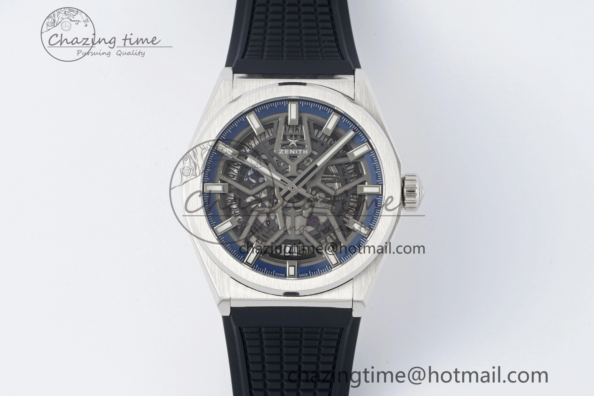 Sophisticated Defy  LF 1:1 Best Edition Skeleton Blue Dial on Black Rubber Strap A 10017