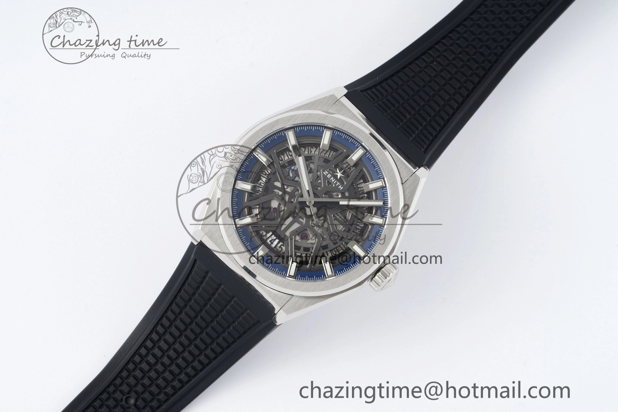 Sophisticated Defy  LF 1:1 Best Edition Skeleton Blue Dial on Black Rubber Strap A 10017