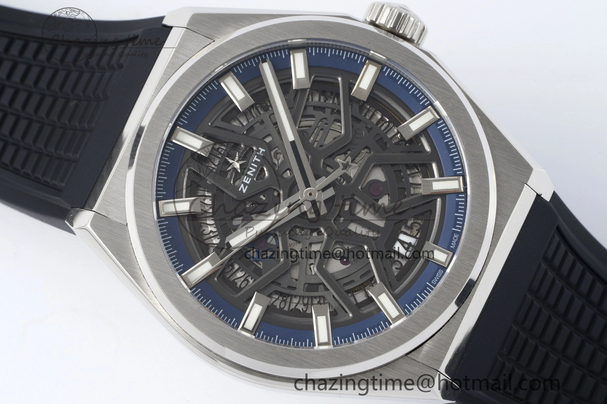 Sophisticated Defy  LF 1:1 Best Edition Skeleton Blue Dial on Black Rubber Strap A 10017