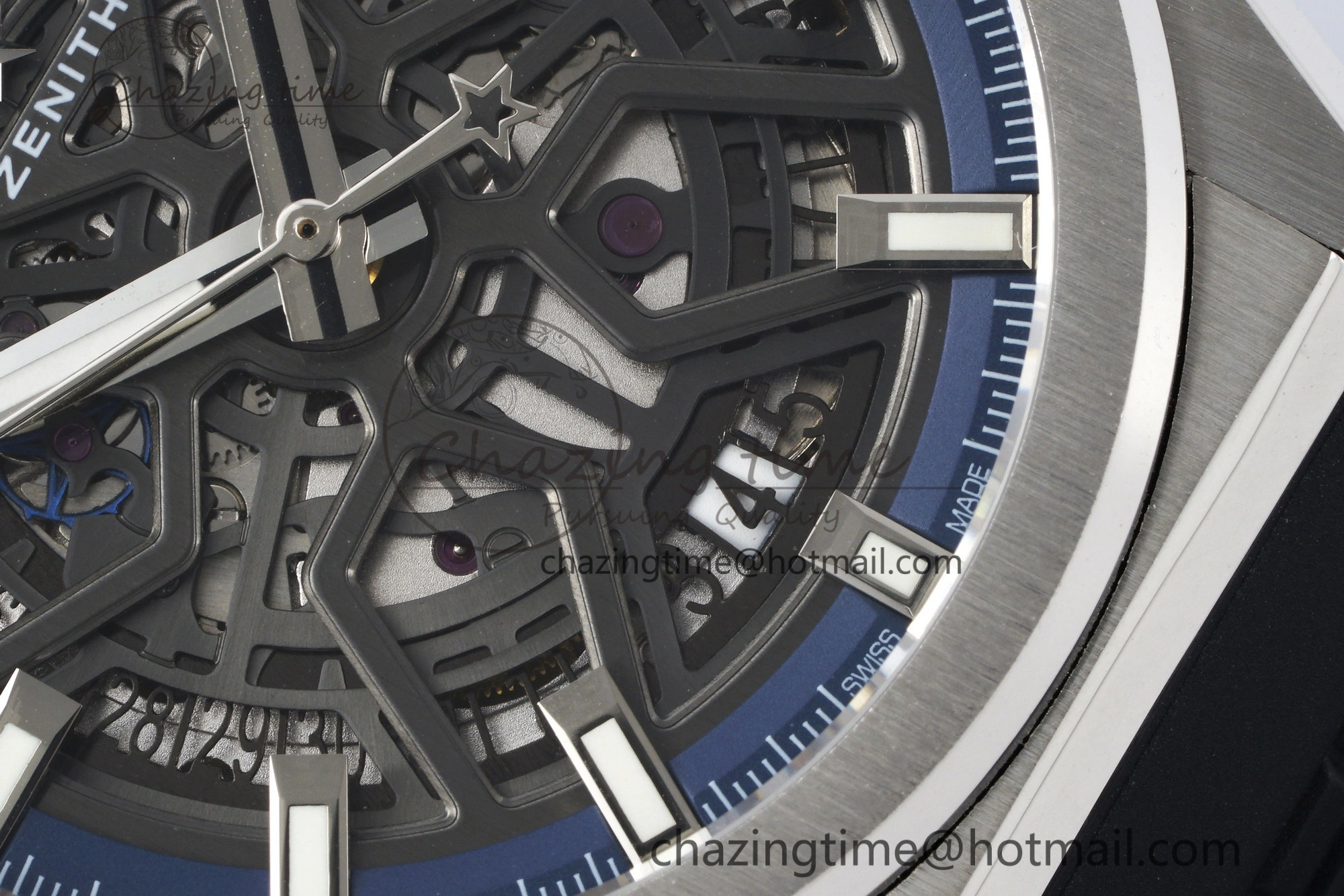 Sophisticated Defy  LF 1:1 Best Edition Skeleton Blue Dial on Black Rubber Strap A 10017