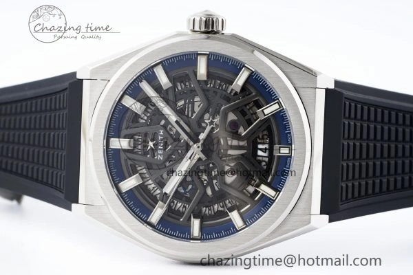 Sophisticated Defy  LF 1:1 Best Edition Skeleton Blue Dial on Black Rubber Strap A 10017