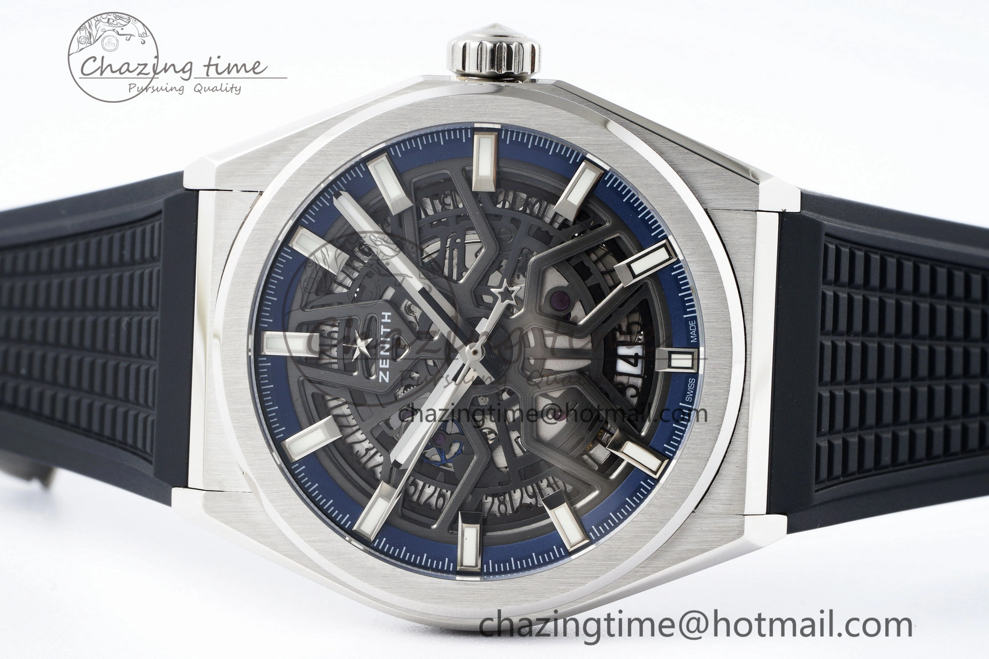 Sophisticated Defy  LF 1:1 Best Edition Skeleton Blue Dial on Black Rubber Strap A 10017