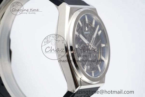 Sophisticated Defy  LF 1:1 Best Edition Skeleton Blue Dial on Black Rubber Strap A 10017