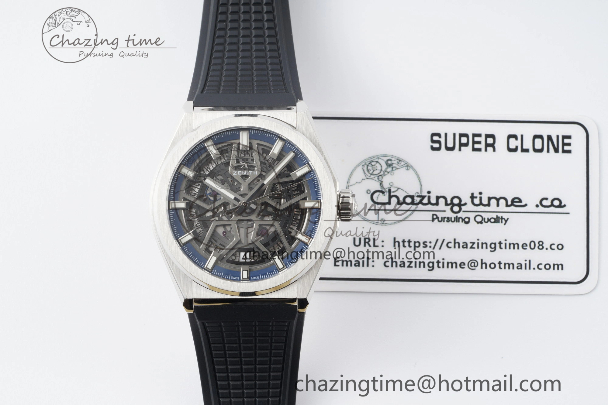 Sophisticated Defy  LF 1:1 Best Edition Skeleton Blue Dial on Black Rubber Strap A 10017