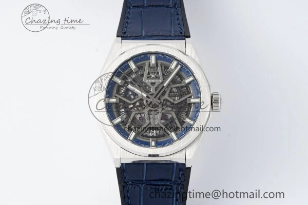 Defy  LF 1:1 Best Edition Skeleton Blue Dial on Blue Gummy Strap A TimelessDesign 10020