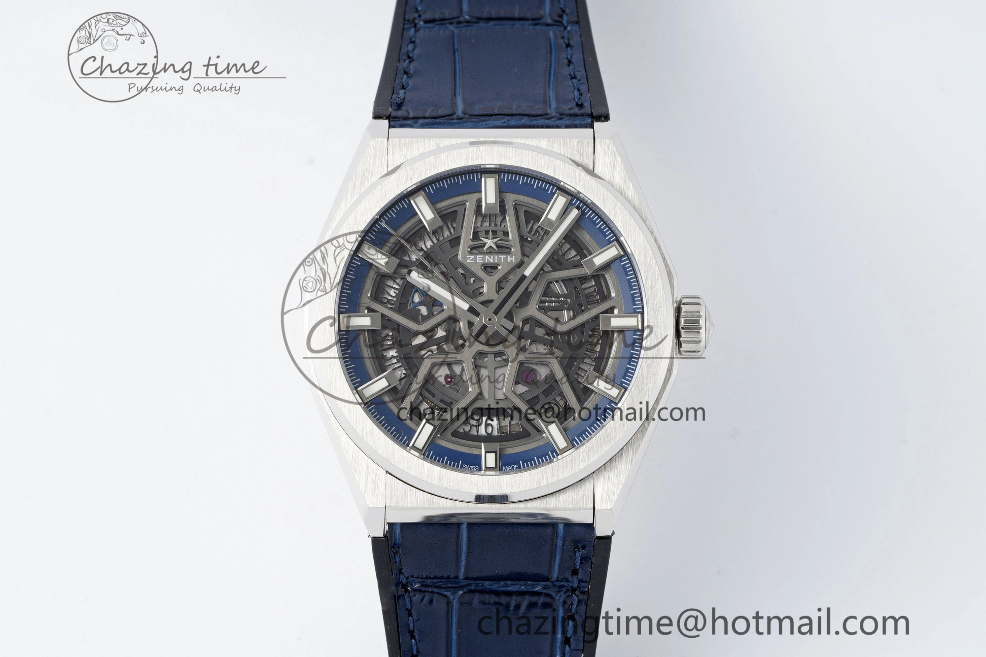 Defy  LF 1:1 Best Edition Skeleton Blue Dial on Blue Gummy Strap A TimelessDesign 10020