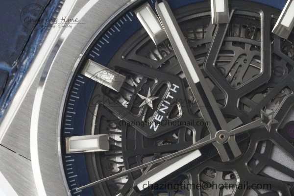 Defy  LF 1:1 Best Edition Skeleton Blue Dial on Blue Gummy Strap A TimelessDesign 10020