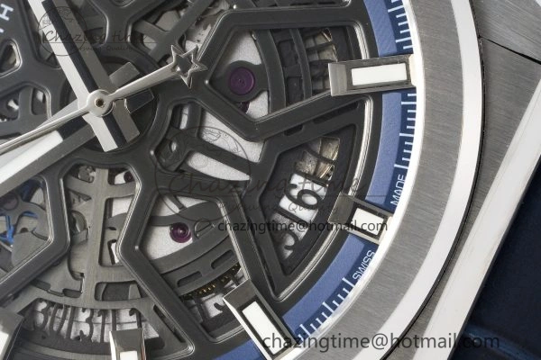 Defy  LF 1:1 Best Edition Skeleton Blue Dial on Blue Gummy Strap A TimelessDesign 10020