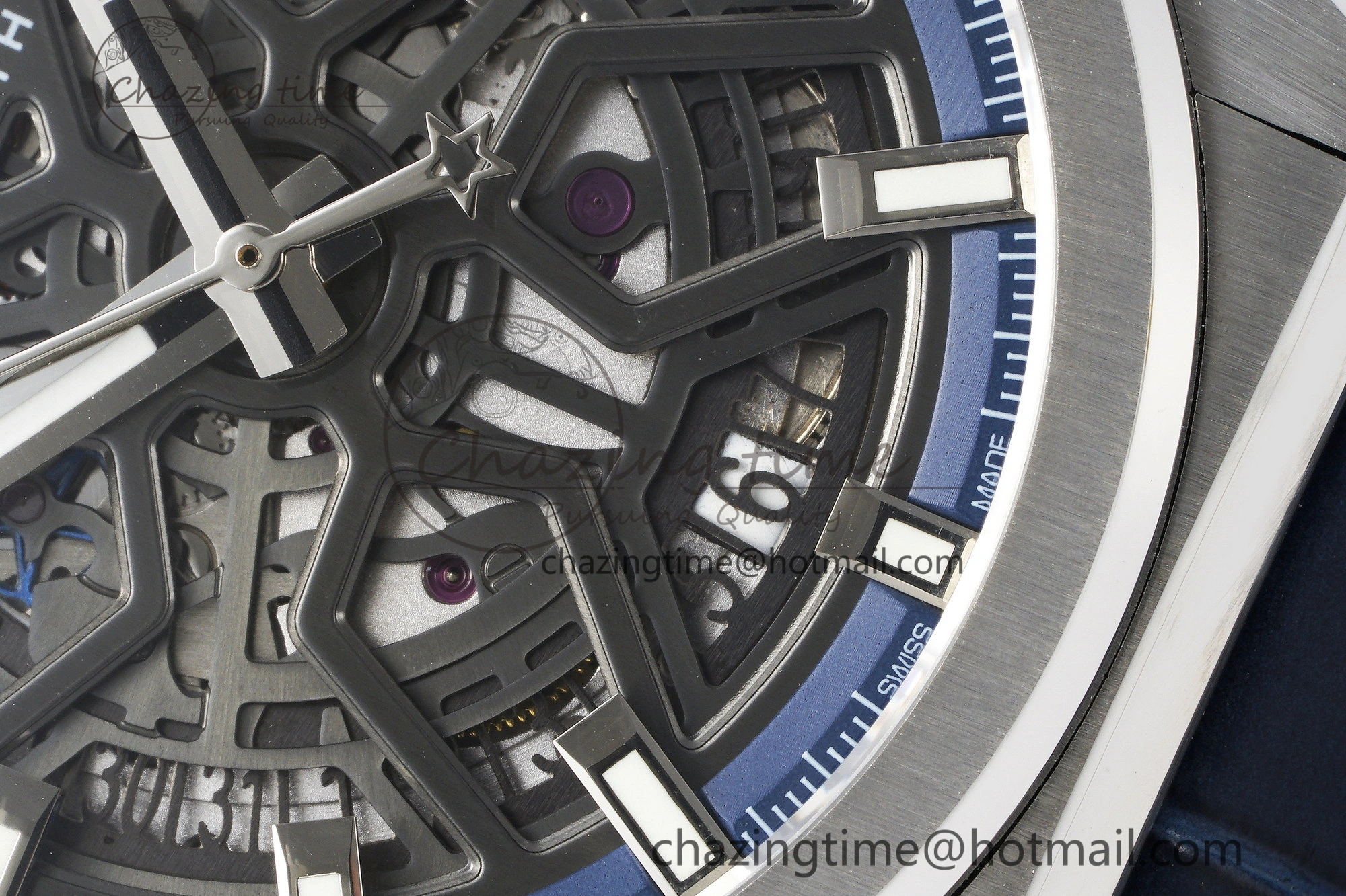 Defy  LF 1:1 Best Edition Skeleton Blue Dial on Blue Gummy Strap A TimelessDesign 10020