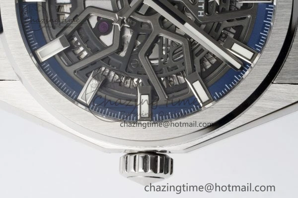 Defy  LF 1:1 Best Edition Skeleton Blue Dial on Blue Gummy Strap A TimelessDesign 10020