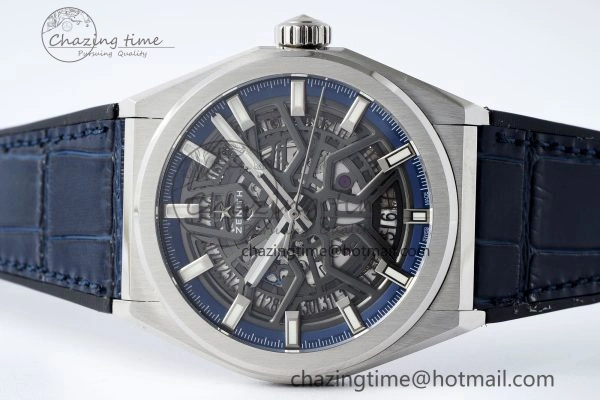 Defy  LF 1:1 Best Edition Skeleton Blue Dial on Blue Gummy Strap A TimelessDesign 10020