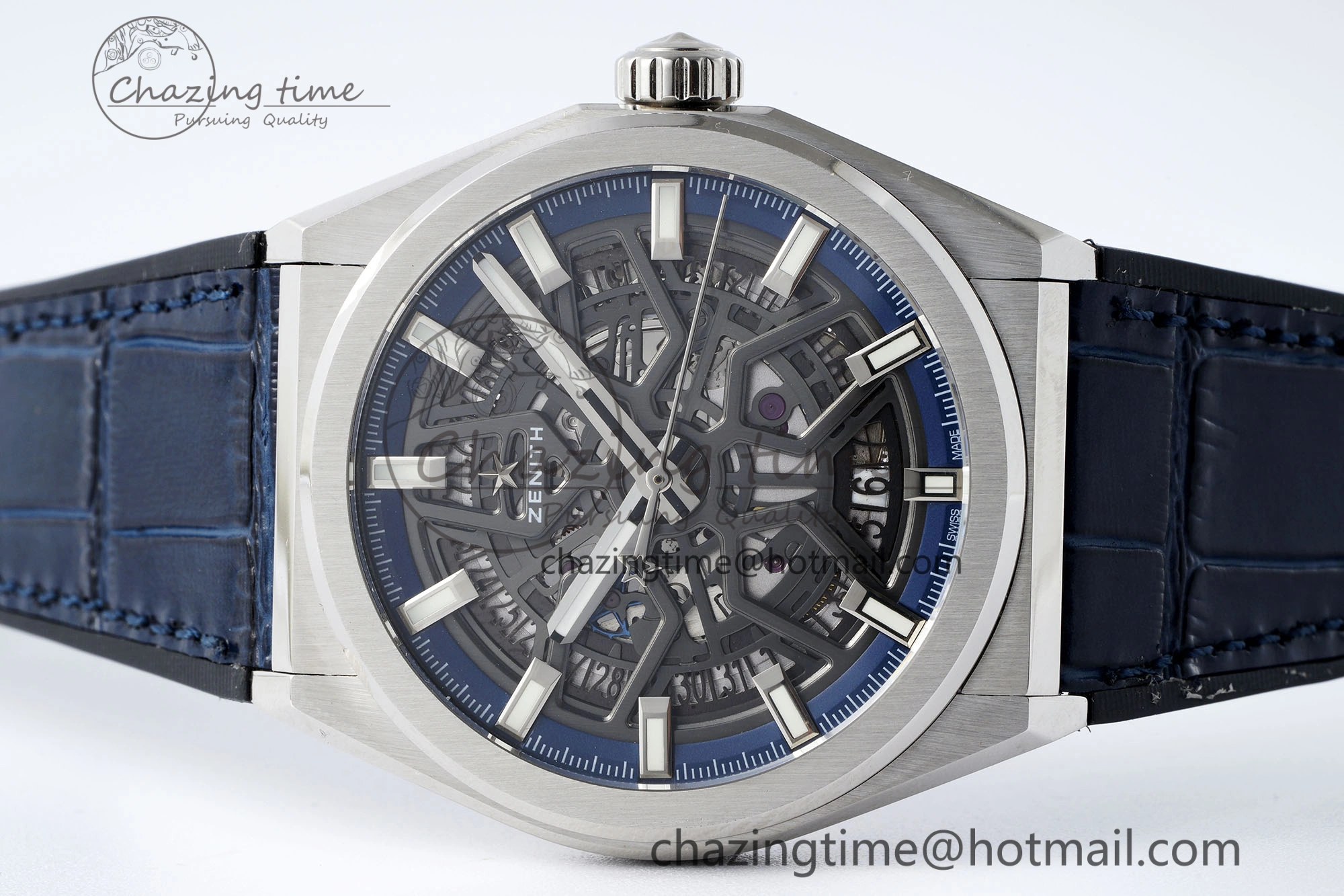 Defy  LF 1:1 Best Edition Skeleton Blue Dial on Blue Gummy Strap A TimelessDesign 10020
