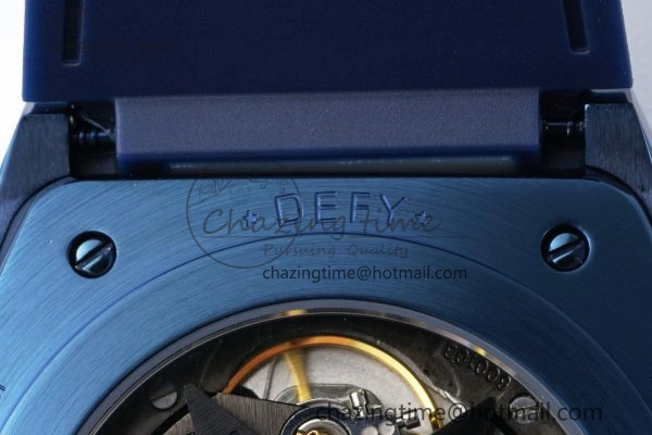 WrinkleFree Defy  LF 1:1 Best Edition Skeleton Blue White Dial Blue Bezel on Blue rubber Strap A 10014