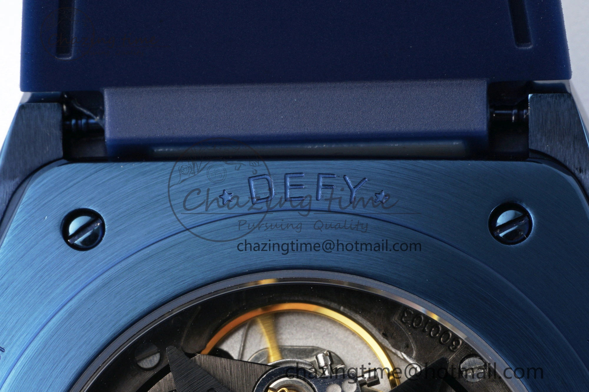 WrinkleFree Defy  LF 1:1 Best Edition Skeleton Blue White Dial Blue Bezel on Blue rubber Strap A 10014