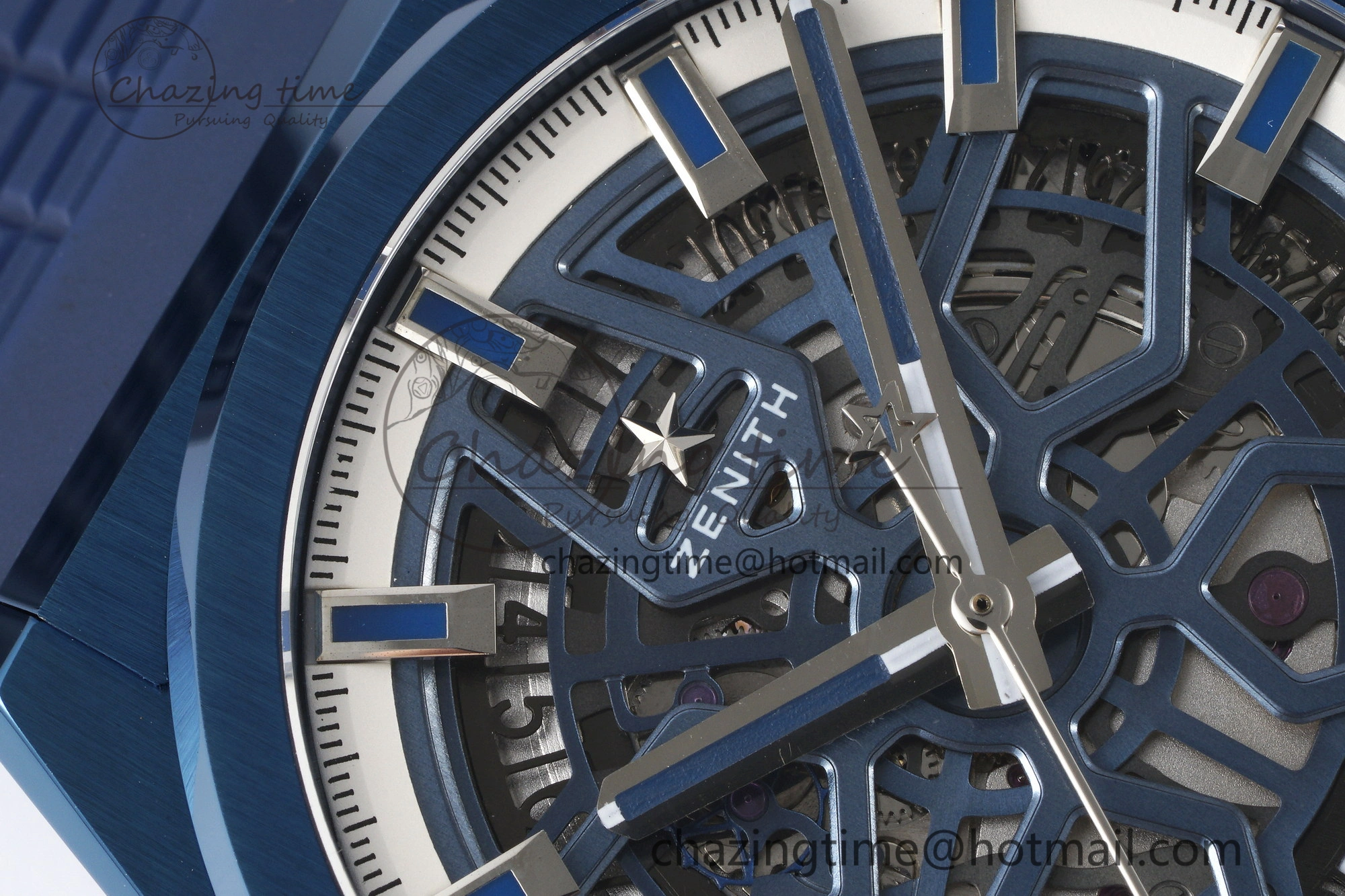 WrinkleFree Defy  LF 1:1 Best Edition Skeleton Blue White Dial Blue Bezel on Blue rubber Strap A 10014