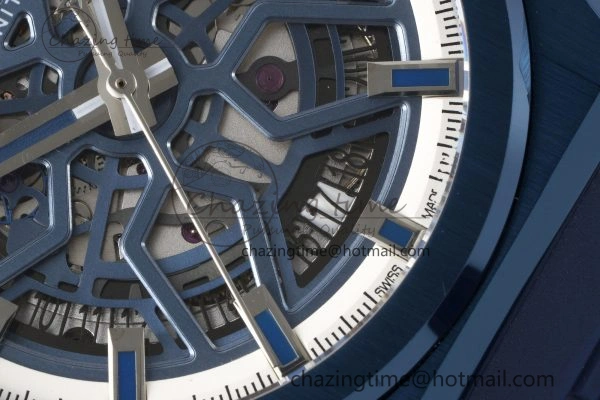 WrinkleFree Defy  LF 1:1 Best Edition Skeleton Blue White Dial Blue Bezel on Blue rubber Strap A 10014