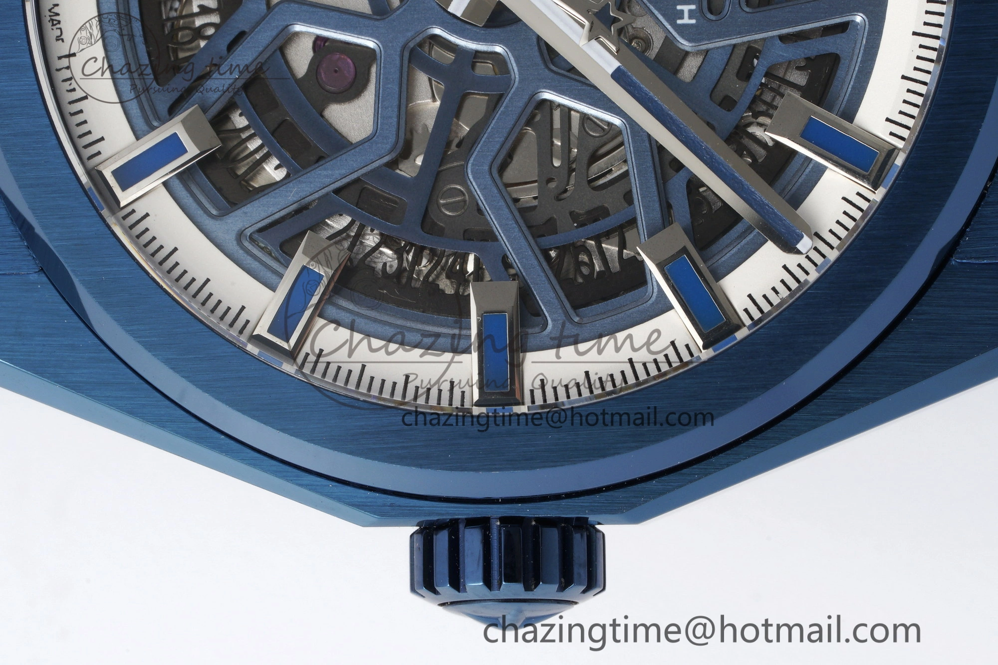WrinkleFree Defy  LF 1:1 Best Edition Skeleton Blue White Dial Blue Bezel on Blue rubber Strap A 10014