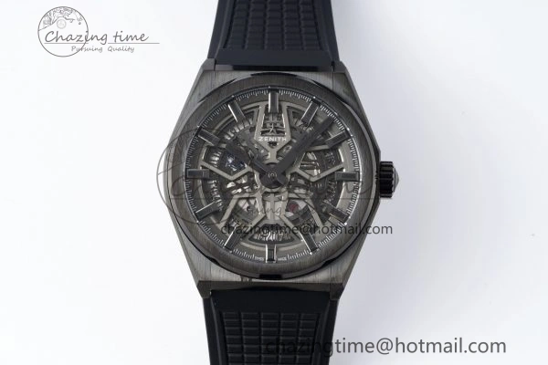 FreshLook Defy  LF 1:1 Best Edition Skeleton Gray Dial Black Bezel on Black Rubber Strap A 10023