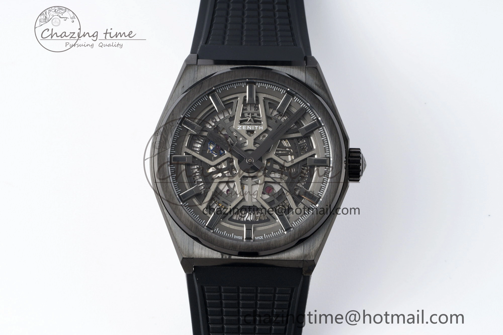 FreshLook Defy  LF 1:1 Best Edition Skeleton Gray Dial Black Bezel on Black Rubber Strap A 10023