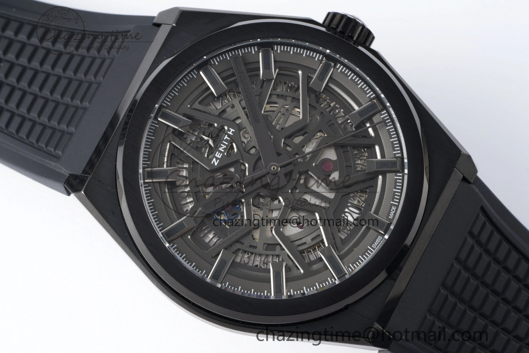 FreshLook Defy  LF 1:1 Best Edition Skeleton Gray Dial Black Bezel on Black Rubber Strap A 10023