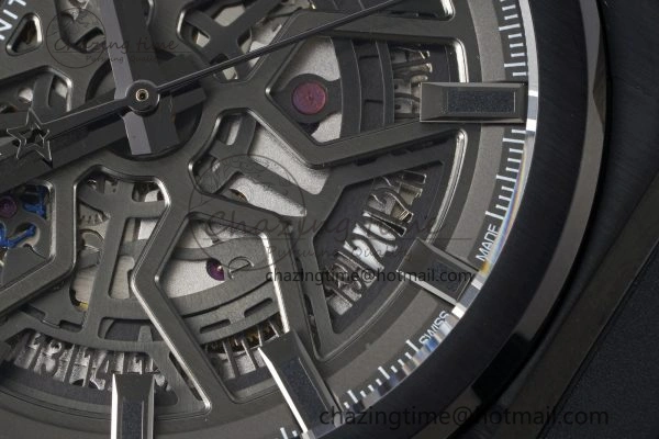 FreshLook Defy  LF 1:1 Best Edition Skeleton Gray Dial Black Bezel on Black Rubber Strap A 10023