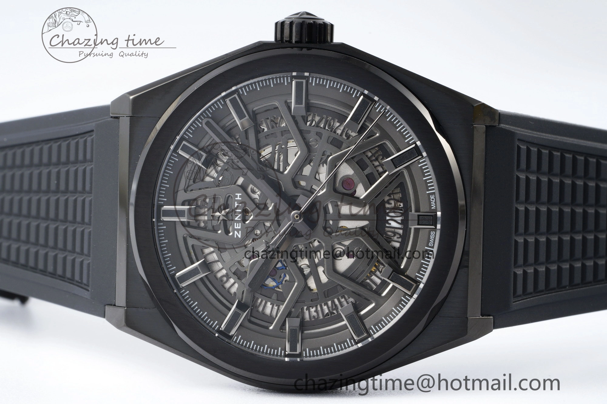FreshLook Defy  LF 1:1 Best Edition Skeleton Gray Dial Black Bezel on Black Rubber Strap A 10023