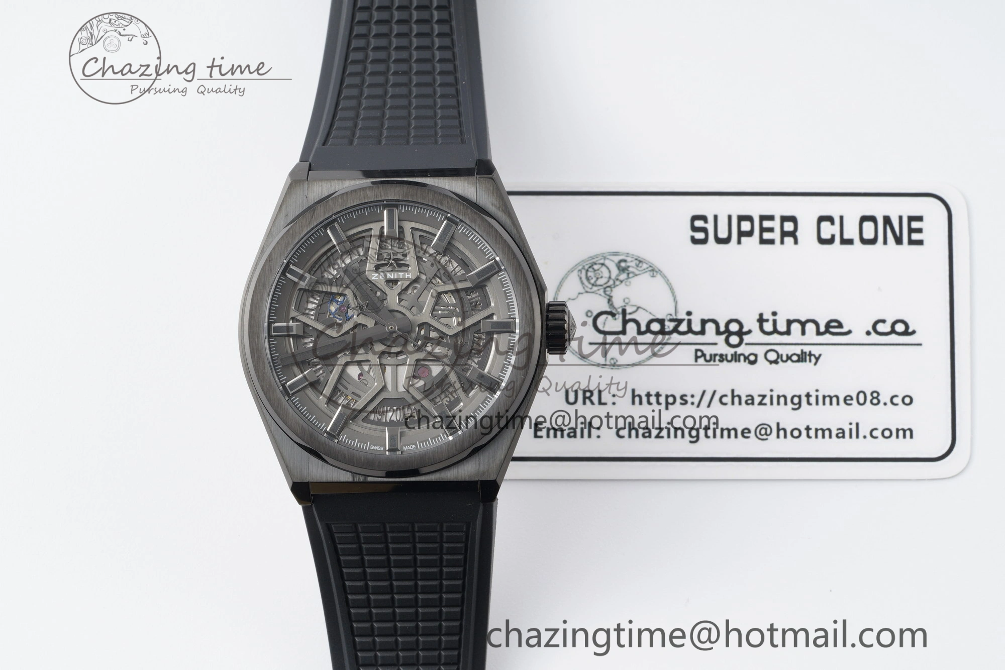 FreshLook Defy  LF 1:1 Best Edition Skeleton Gray Dial Black Bezel on Black Rubber Strap A 10023