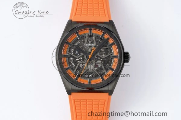 WrinkleFree Defy  LF 1:1 Best Edition Skeleton Orange Dial Black Bezel on Orange Rubber Strap A 10019