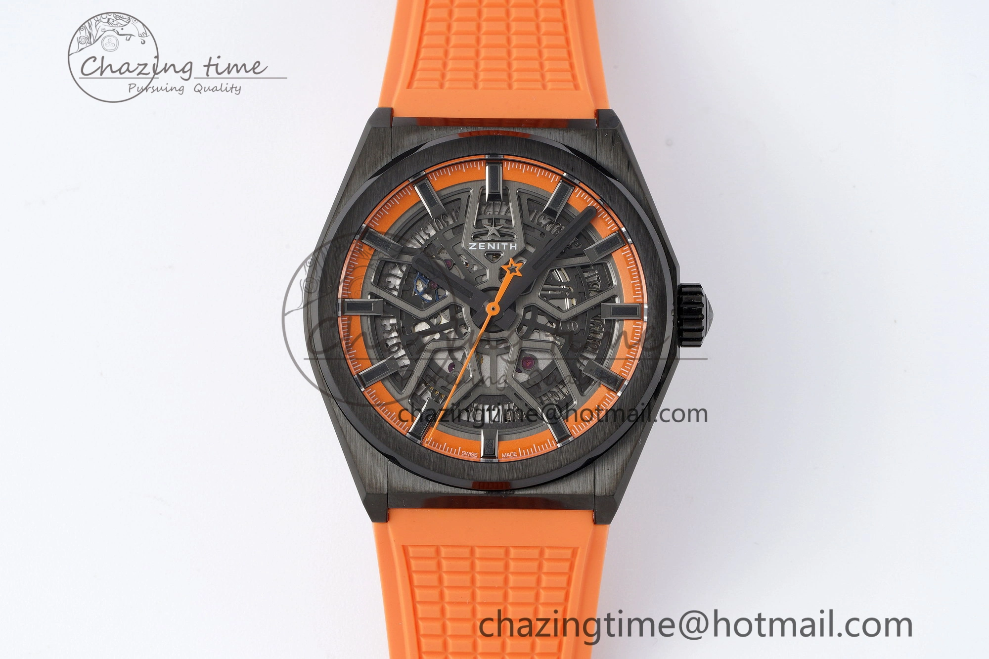 WrinkleFree Defy  LF 1:1 Best Edition Skeleton Orange Dial Black Bezel on Orange Rubber Strap A 10019