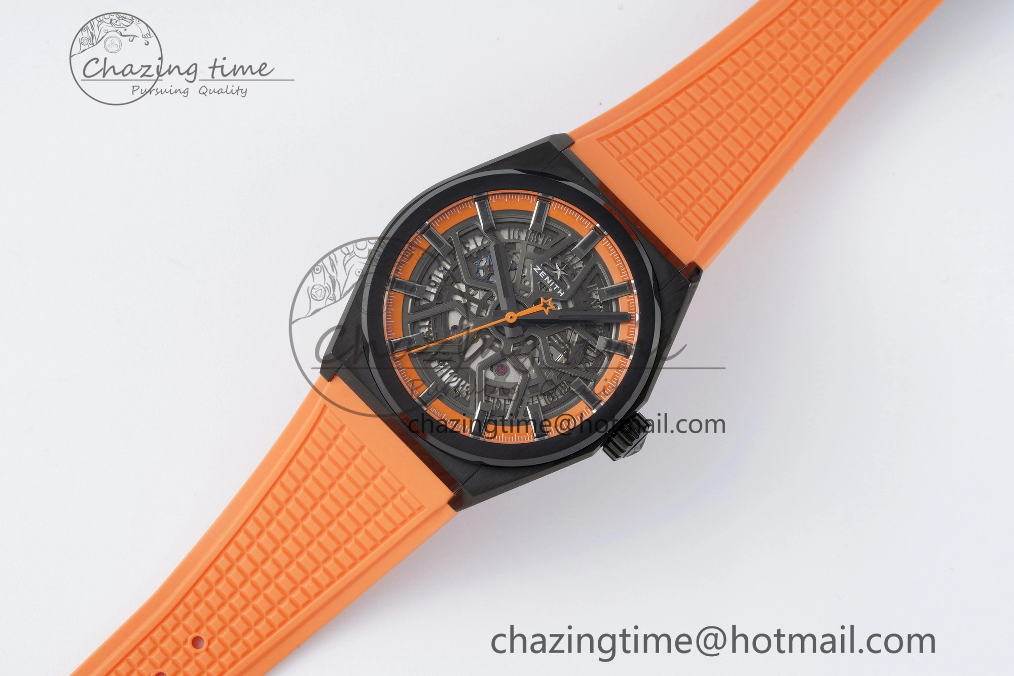 WrinkleFree Defy  LF 1:1 Best Edition Skeleton Orange Dial Black Bezel on Orange Rubber Strap A 10019