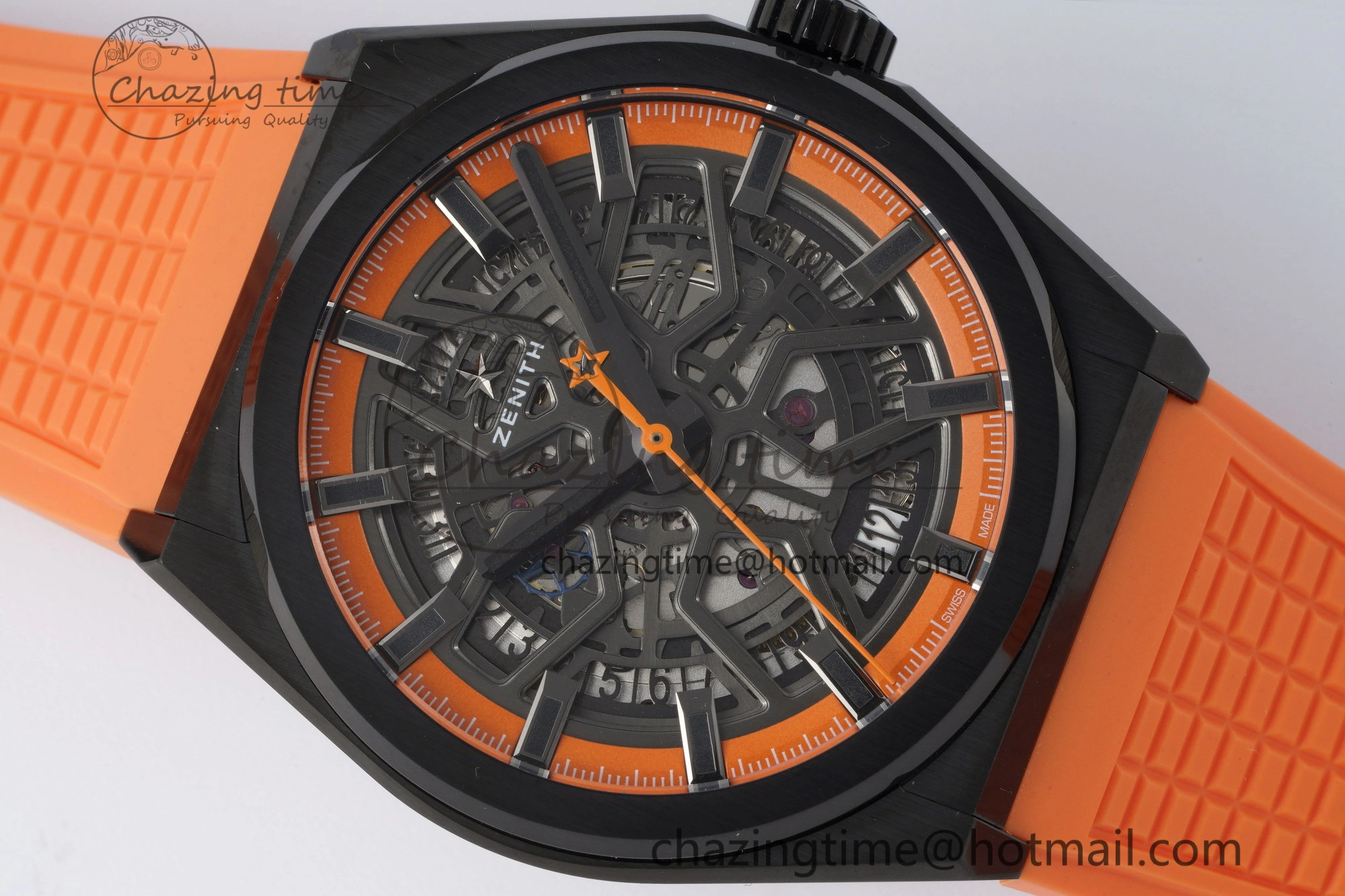 WrinkleFree Defy  LF 1:1 Best Edition Skeleton Orange Dial Black Bezel on Orange Rubber Strap A 10019
