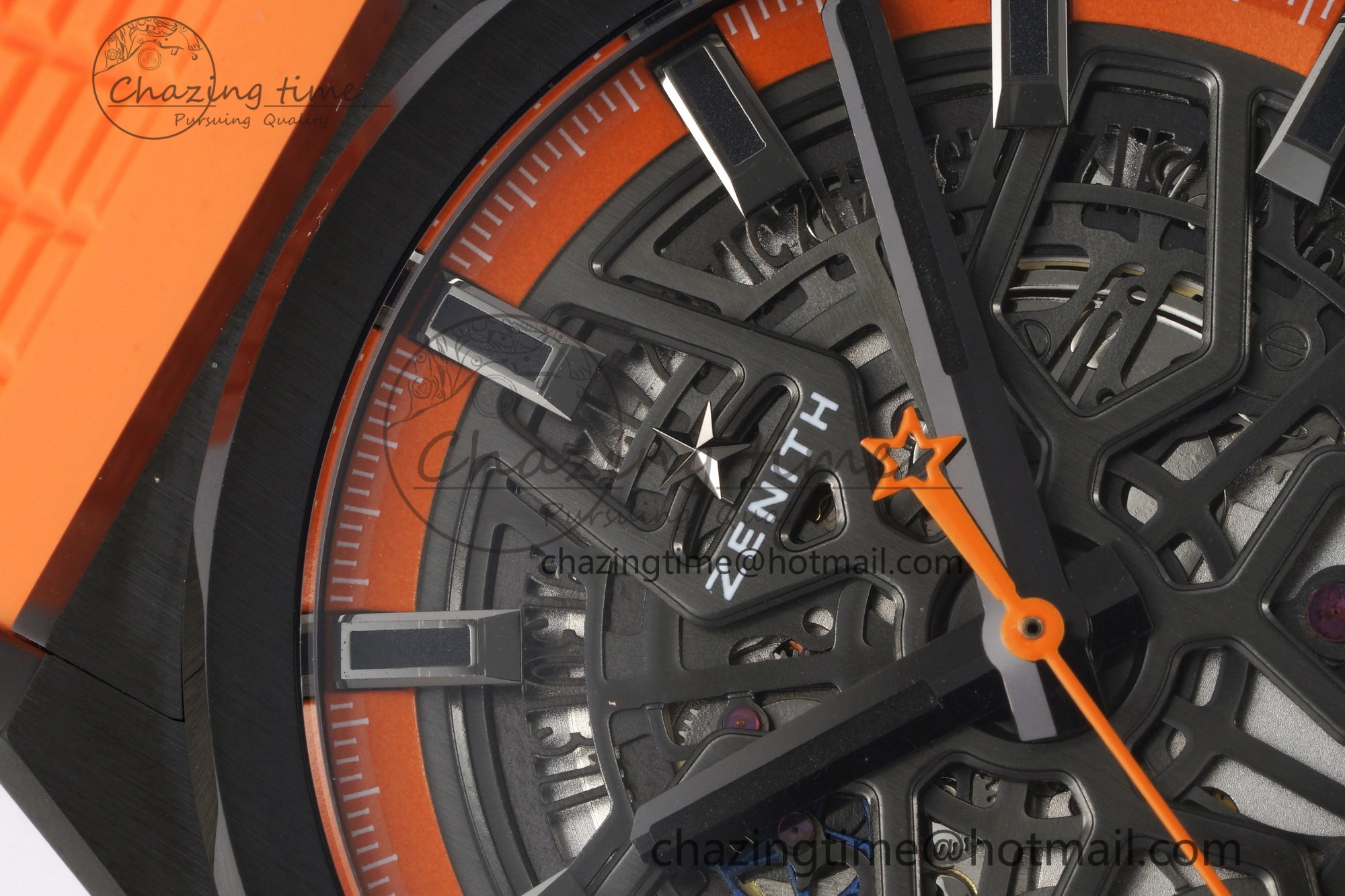 WrinkleFree Defy  LF 1:1 Best Edition Skeleton Orange Dial Black Bezel on Orange Rubber Strap A 10019