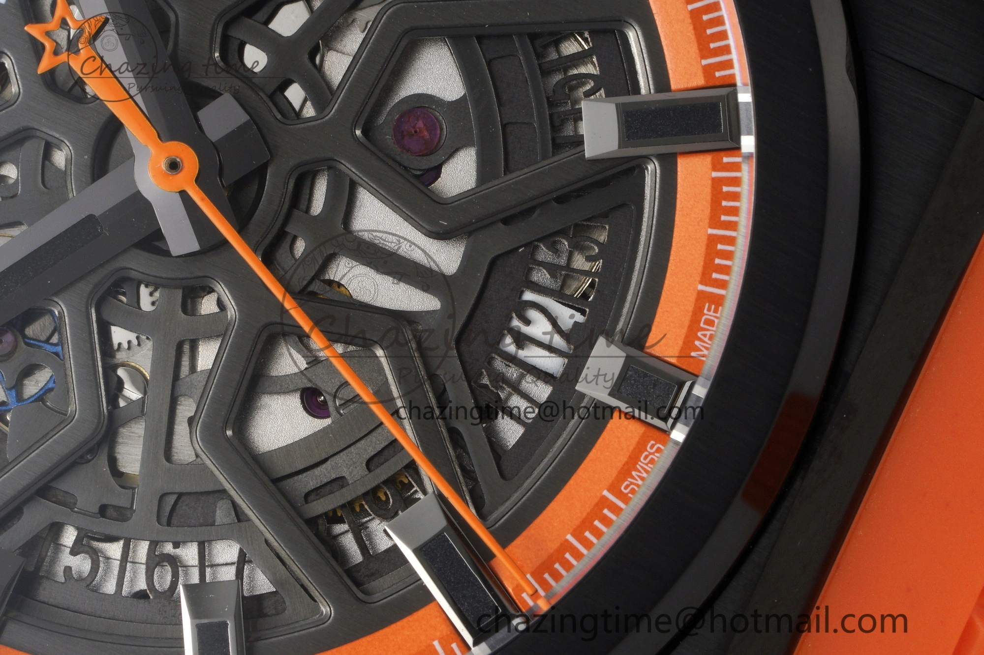 WrinkleFree Defy  LF 1:1 Best Edition Skeleton Orange Dial Black Bezel on Orange Rubber Strap A 10019