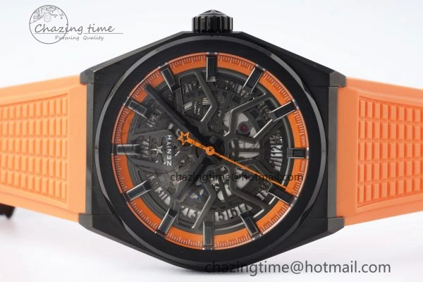 WrinkleFree Defy  LF 1:1 Best Edition Skeleton Orange Dial Black Bezel on Orange Rubber Strap A 10019