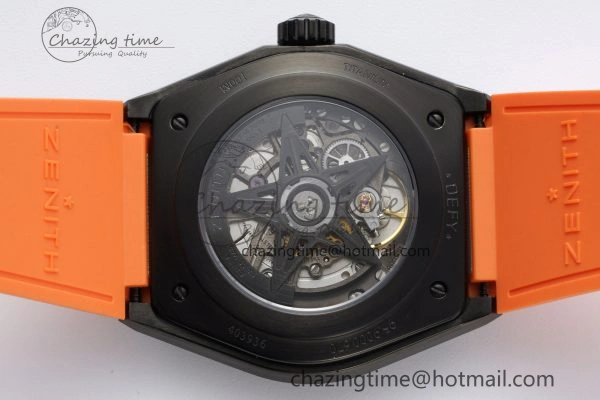 WrinkleFree Defy  LF 1:1 Best Edition Skeleton Orange Dial Black Bezel on Orange Rubber Strap A 10019