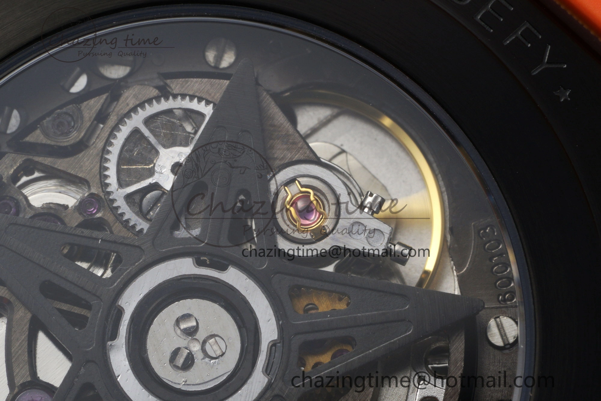 WrinkleFree Defy  LF 1:1 Best Edition Skeleton Orange Dial Black Bezel on Orange Rubber Strap A 10019