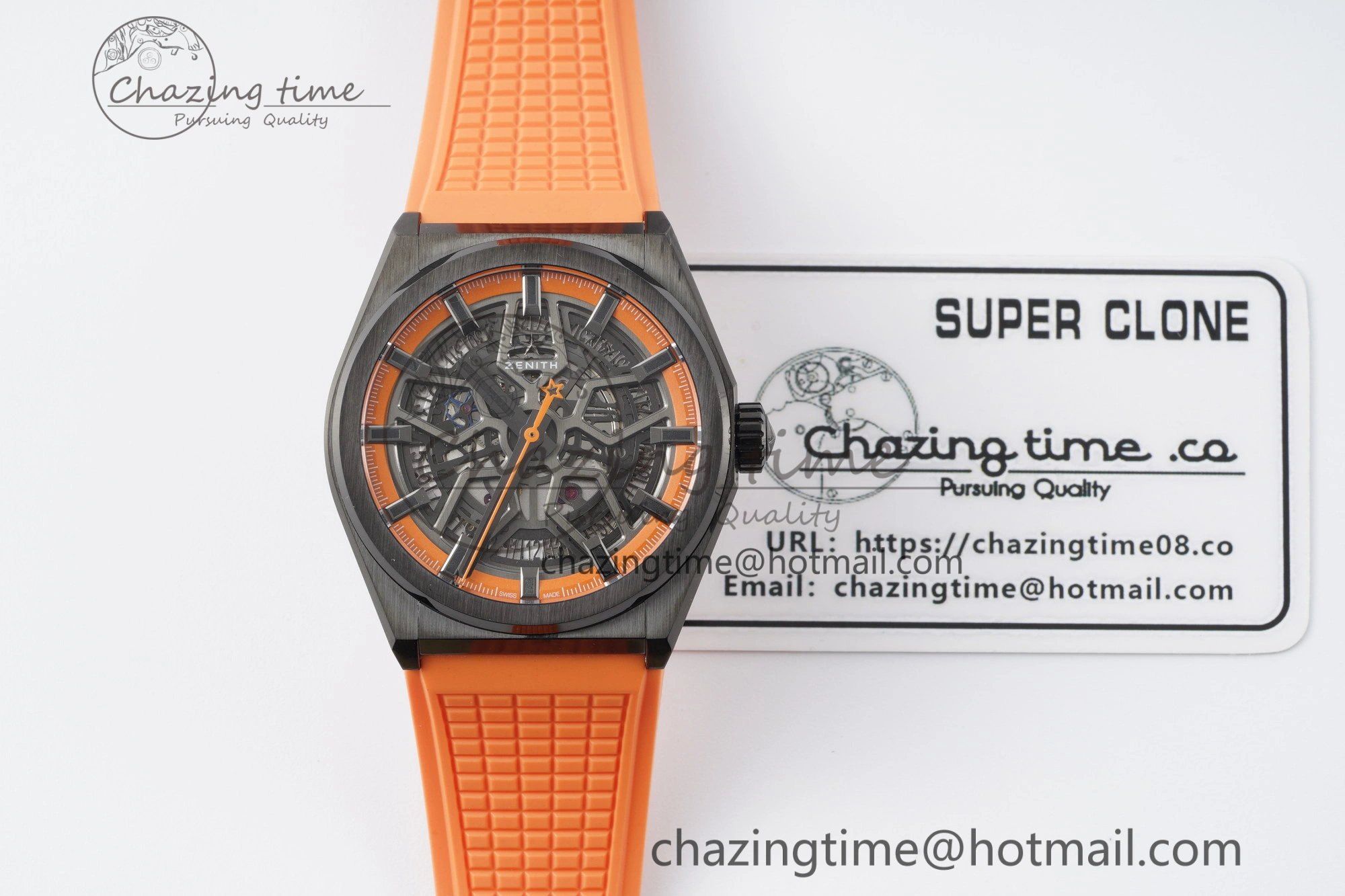 WrinkleFree Defy  LF 1:1 Best Edition Skeleton Orange Dial Black Bezel on Orange Rubber Strap A 10019