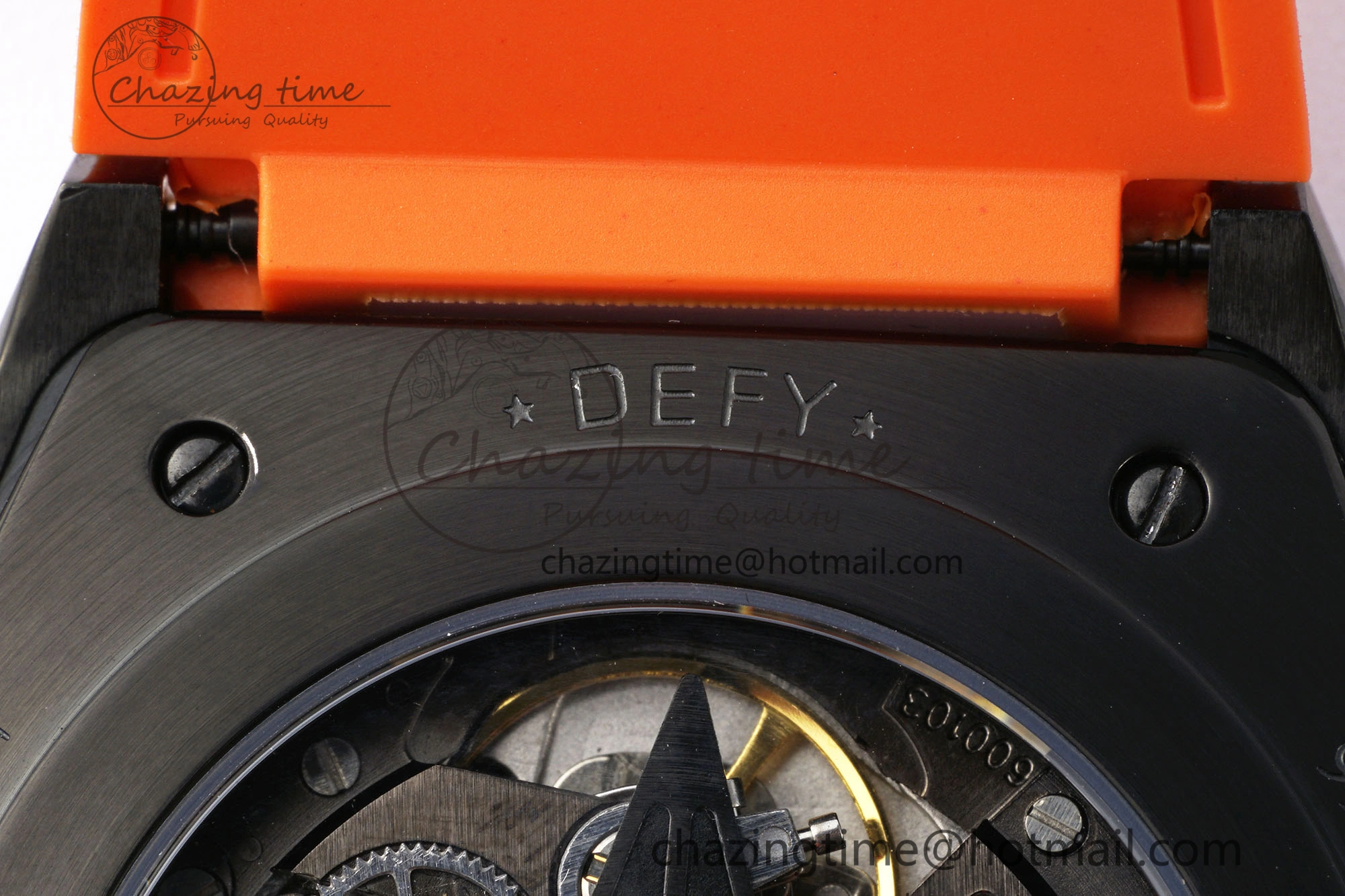 WrinkleFree Defy  LF 1:1 Best Edition Skeleton Orange Dial Black Bezel on Orange Rubber Strap A 10019