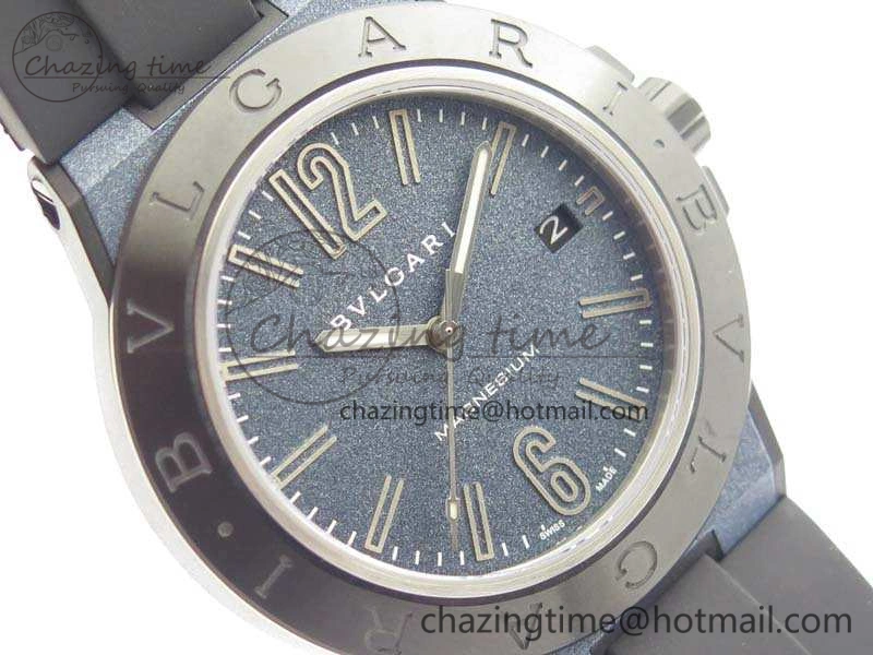 Unisex Diagono Magnesium PVD GF 1:1 Blue Textured Dial On Black Rubber Strap MIYOTA 9015 V 5828