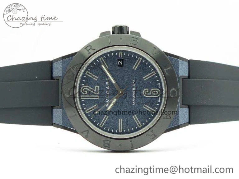 Unisex Diagono Magnesium PVD GF 1:1 Blue Textured Dial On Black Rubber Strap MIYOTA 9015 V 5828