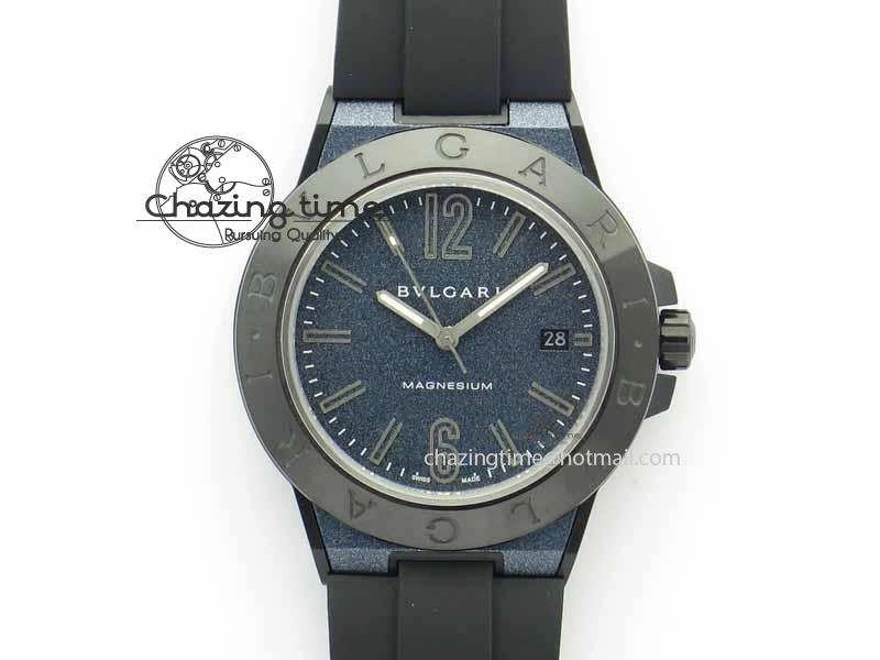 Lightweight Diagono Magnesium PVD GF 1:1 Blue Textured Dial On Black Rubber Strap MIYOTA 5837