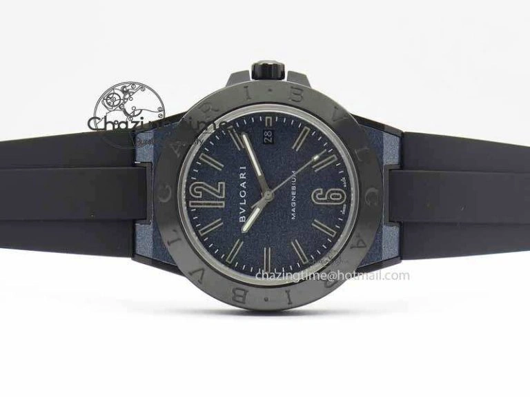 Lightweight Diagono Magnesium PVD GF 1:1 Blue Textured Dial On Black Rubber Strap MIYOTA 5837