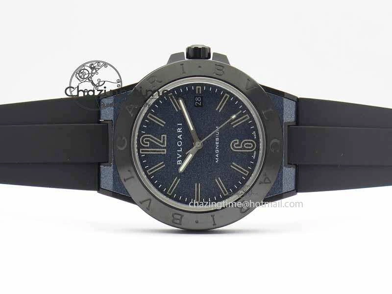 Lightweight Diagono Magnesium PVD GF 1:1 Blue Textured Dial On Black Rubber Strap MIYOTA 5837