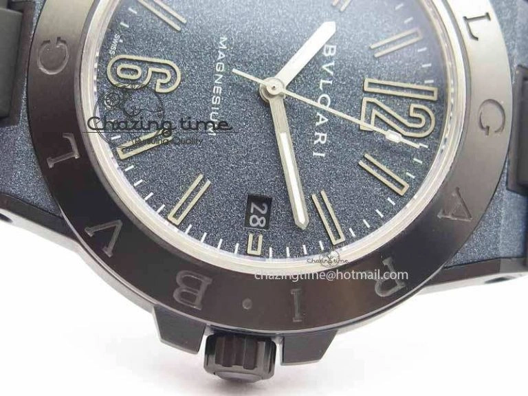 Lightweight Diagono Magnesium PVD GF 1:1 Blue Textured Dial On Black Rubber Strap MIYOTA 5837