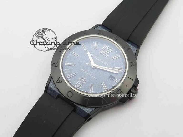 Lightweight Diagono Magnesium PVD GF 1:1 Blue Textured Dial On Black Rubber Strap MIYOTA 5837
