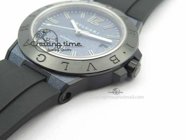 Lightweight Diagono Magnesium PVD GF 1:1 Blue Textured Dial On Black Rubber Strap MIYOTA 5837