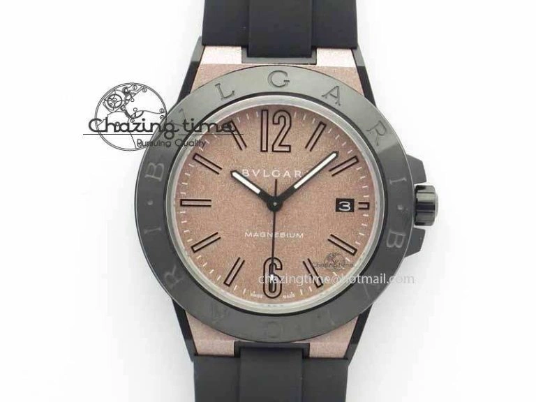 Diagono Magnesium PVD GF 1:1 Pink Textured Dial On Black Rubber Strap MIYOTA Colorful 5836